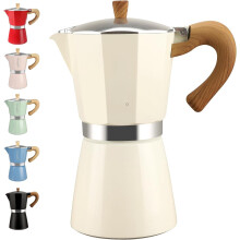 Cafetera Moka Pot para estufa, 12 tazas, color blanco.