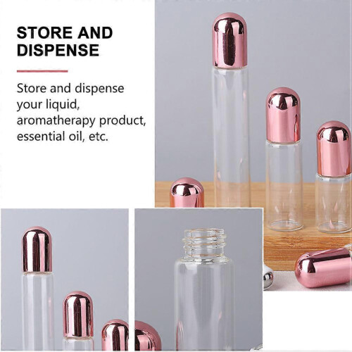 Glass Roller Bottle for Essential Oil Storage 30Pcs Pink Set 1