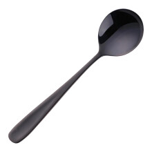 Fekete, 304 rozsdamentes acél kerek kanál, 18 cm