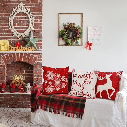 Housse de coussin de Noël style ferme 45 x 45 cm 2
