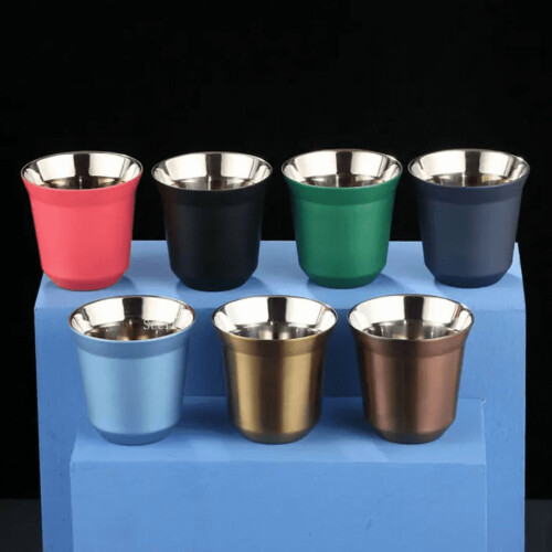 Dobbeltveggede Demitasse-espressokopper i rustfritt stål (2 stk.) 1