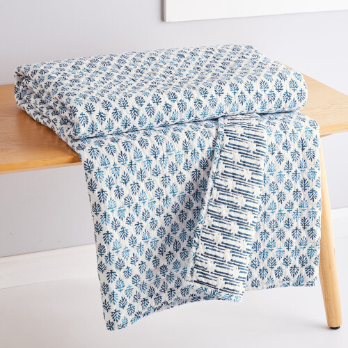 Levtex Aditya quilted cotton throw in blue navy and white 2