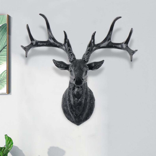 Hirschkopf-Wandskulptur, dekoratives Tierkunstwerk