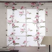 Transparenter Vorhangstoff mit Blättermuster, Tüll, Voile, 1 Paar