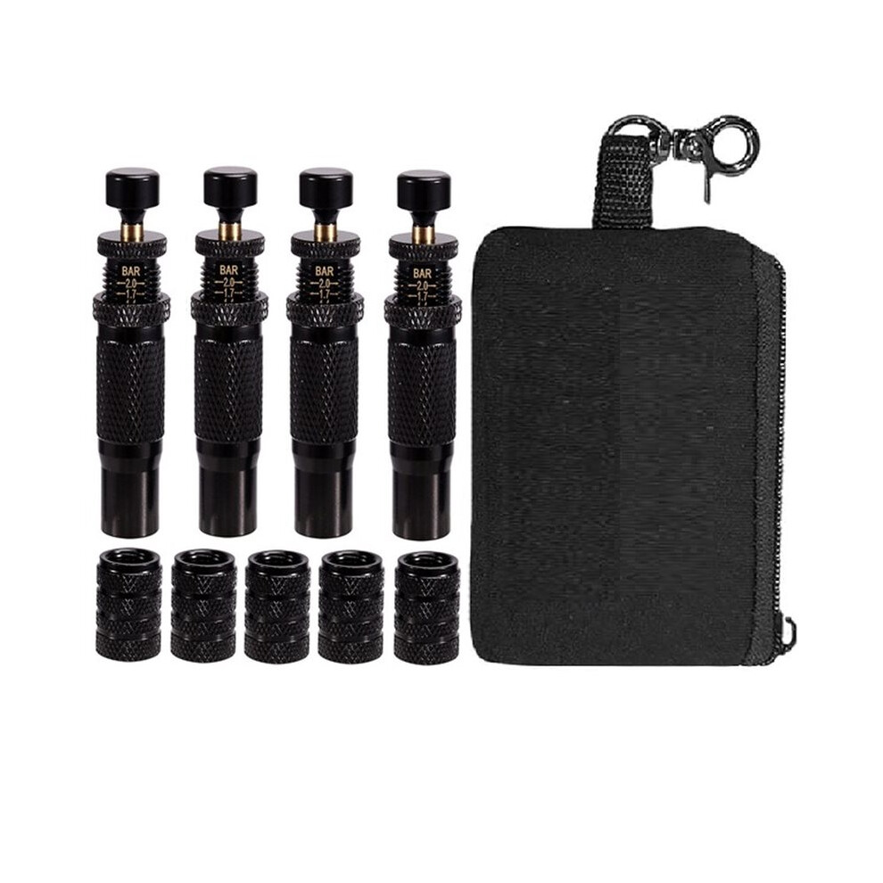 Adjustable Auto-Stop Tire Deflators Valve Kit (10-30 Psi) Screw- 4Pcs Tyre Air Down Tool With 5 Valve Caps 4713543548026
