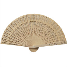 Santelipuu kädessä pidettävä taittuva tuuletin 20 cm beige