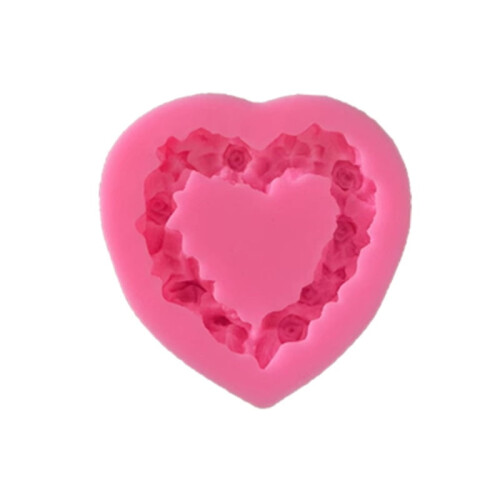 Silikone bageform med rosehjerte til fondant og harpiks