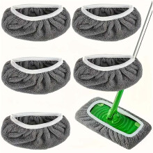 Lot de 5 lingettes de balai en velours lavables pour sols en bois dur et carrelage