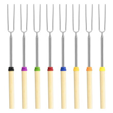 8er-Pack Grillspieße, Ausziehbare 81 cm Lange Grillspieße mit Holzgriff, für Marshmallows, Hotdogs, Camping und Grillen