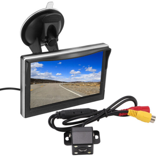 Kit de sistema de câmera de ré com monitor de visão traseira de 5 polegadas