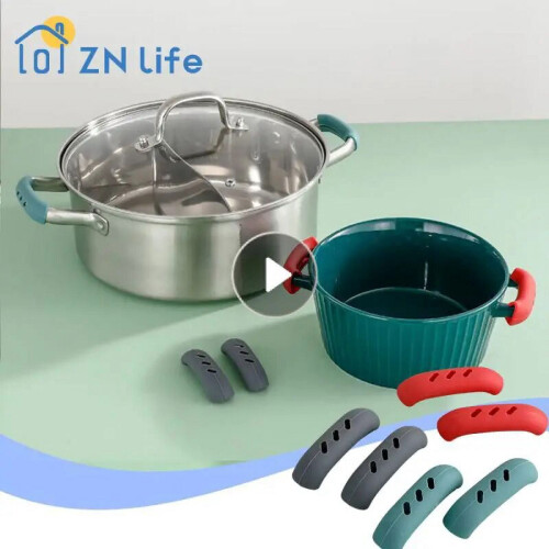 Silicone Pot Handle Cover Heat Insulation Red 2PCS 1