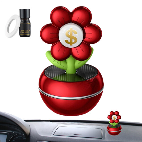 Solcellsdriven roterande luftfräschare för bilen, blomdesign, 1 styck