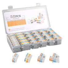 Universal Wire Conductor Connector Boxed Electrical Cable Splitter Quick Compact Type Terminal Block with Lever 52PCS