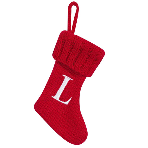 Rote Weihnachtsstrümpfe mit Initialenstickerei, 30 cm