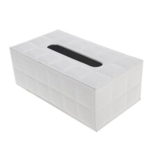 Caja de pañuelos estándar de cuero sintético PU duradero para el hogar, el automóvil y la oficina (rectangular)