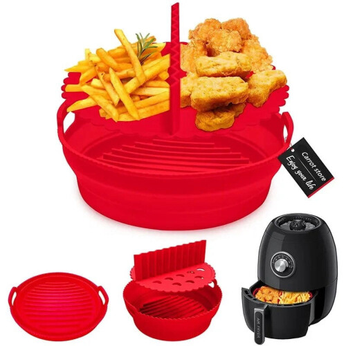 Round Reusable Silicone Air Fryer Baking Molds Set Blue 1