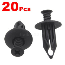 20 tornillos de montaje de abrazadera de tipo empuje de nailon negro para