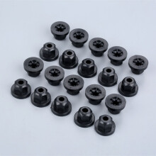 Conjunto de 20 porcas de flange de plástico para carroceria de carro, 10 mm, pretas.