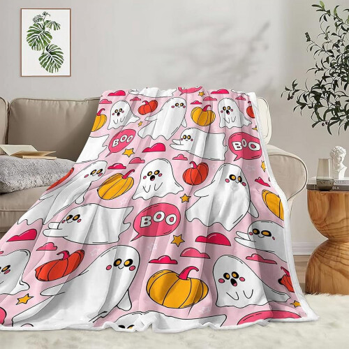 Halloween throw blanket ghost pumpkin design 50x60 inches