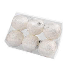 Christmas Tree Ornaments White Glitter Foam 6 pcs 3 in