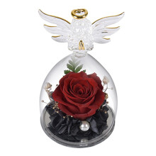 Preserved Rose in Angel Figurine Gift for Mom