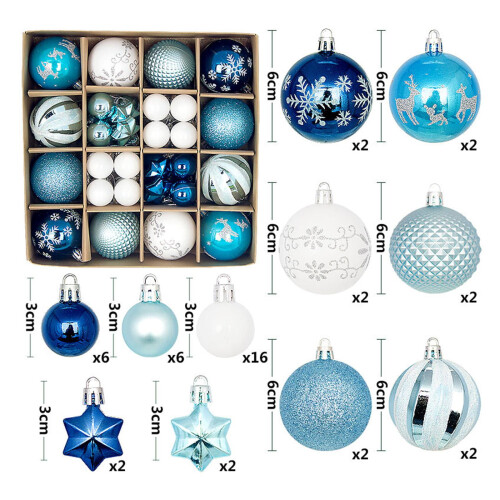 Christmas tree ornaments blue white 44 pieces 1