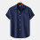 (Black, L) Men's Linen Summer Short Sleeve Button Shirt Solid Lapel Casual Top 3
