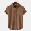 (Black, L) Men's Linen Summer Short Sleeve Button Shirt Solid Lapel Casual Top 4