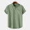 (Black, L) Men's Linen Summer Short Sleeve Button Shirt Solid Lapel Casual Top 5