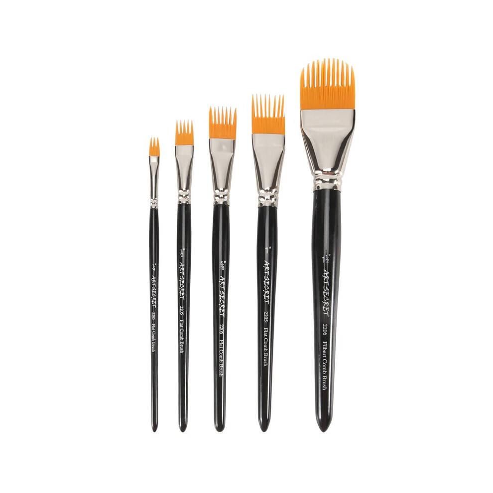 Grainer Brush Set-5pcs Flat Comb Brushes for Texture Painting Perfect for Artists Acrylic, Watercolor and Oil-image-OPC-PVRPZKC-NEW