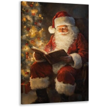 Affiche vintage du Père Noël lisant un livre, 40 x 60 cm