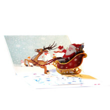 Cartes de vœux de Noël avec cerf et Père Noël design3D maison