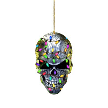 Ornament de craniu de Crăciun, decor DIY pentru brad sau oglinda mașinii