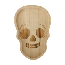 Bandeja de madera para aperitivos de Halloween con diseño de calabaza y murciélago (1 pieza)