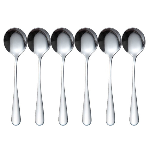Cuchara sopera de acero inoxidable con mango largo (6 unidades)
