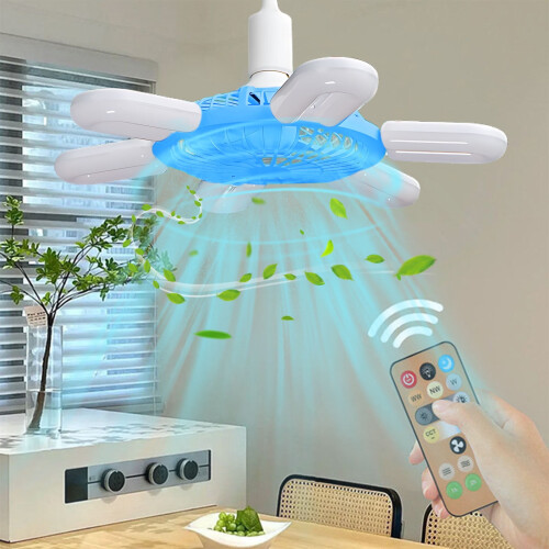 Ventilatore da soffitto con luce e telecomando E27 3 in 1