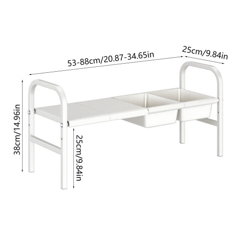 Prateleira de armazenamento de cozinha ajustável com vários níveis, de 53 a 88 cm (20,8 a 34,6 polegadas). 1