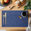Tovagliette in lino blu navy, stile rustico, 12 pezzi 2