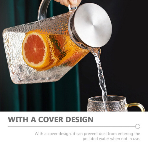 Glass water pitcher with lid 1.5L 2