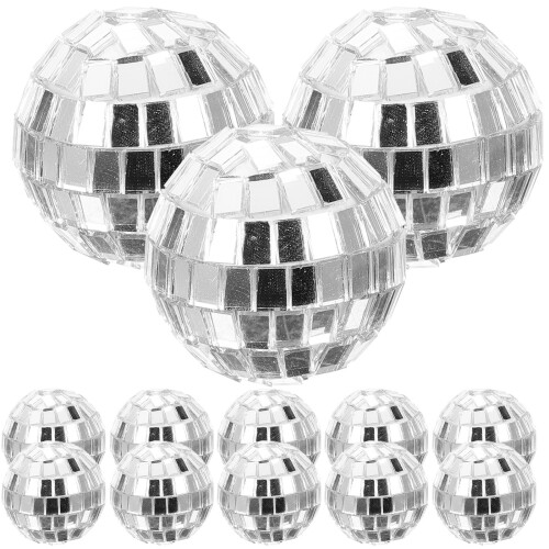 Mini Silver Disco Ball Ornaments Christmas Tree 12pcs