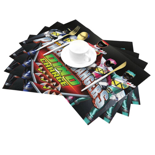 Jogo americano Power Rangers em PVC tecido, 30x45cm (12x18 polegadas), conjunto com 1 ou 4 peças. 1