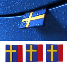5x blauw, geel, rood, Zweedse vlag, decoratie, embleem, in water