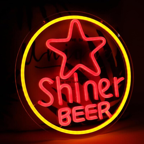 Letreiro de neon da cerveja Shiner em LED para decoração de parede, 31 x 31 cm (12,2 x 12,2 polegadas) 1