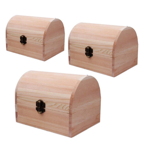 Wooden arched hinged storage box craft gift 1 piece 2