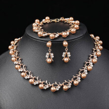 Pearl Necklace and Earrings Set Alloy Electroplated