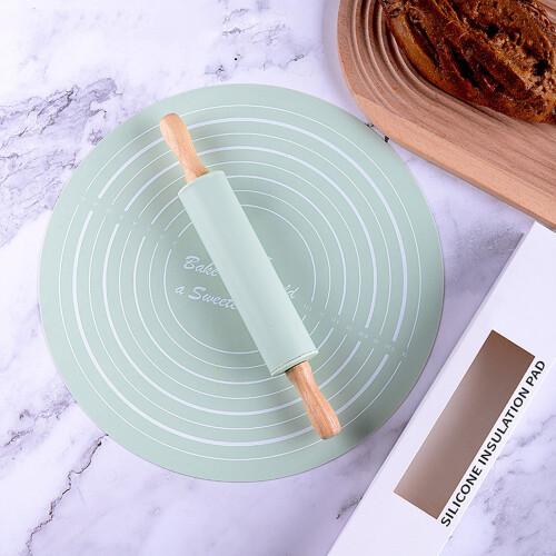 TACILIP kitchen rolling pin and kneading mat set non-stick 2