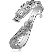 Bracciale rigido in argento sterling con drago cinese
