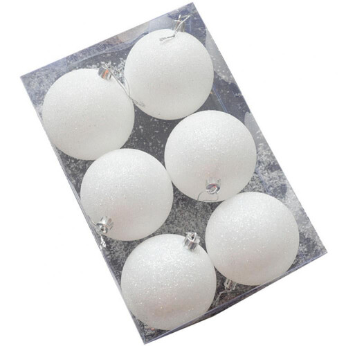 Witte kerstboomversieringen (ballen) onbreekbaar (6 stuks)