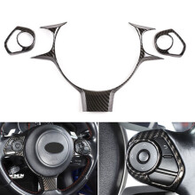 Funda para volante de 3 piezas con textura de fibra de carbono estilo coche y juego de 3 piezas.