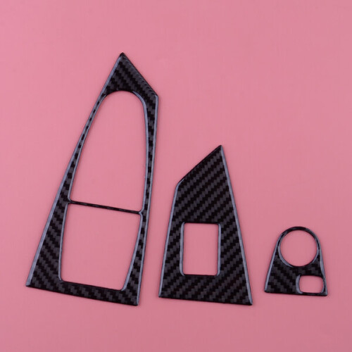 3Pcs Black Carbon Fiber Car Front Left Right Trim